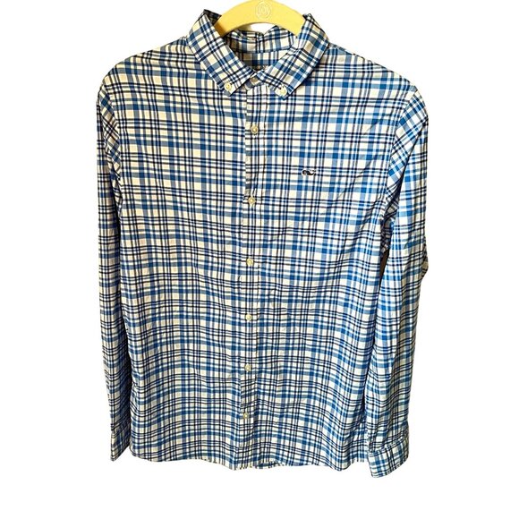 Vineyard Vines Youth Large (16)‎ Performance Long Sleeve Button Up Shirt Shades - Picture 1 of 7